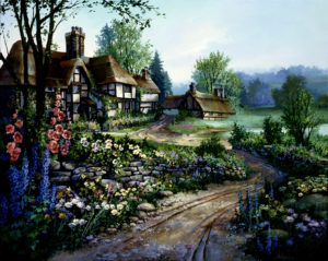 Country Estate - Painting by Sandra Bergeron